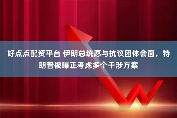 好点点配资平台 伊朗总统愿与抗议团体会面，特朗普被曝正考虑多个干涉方案